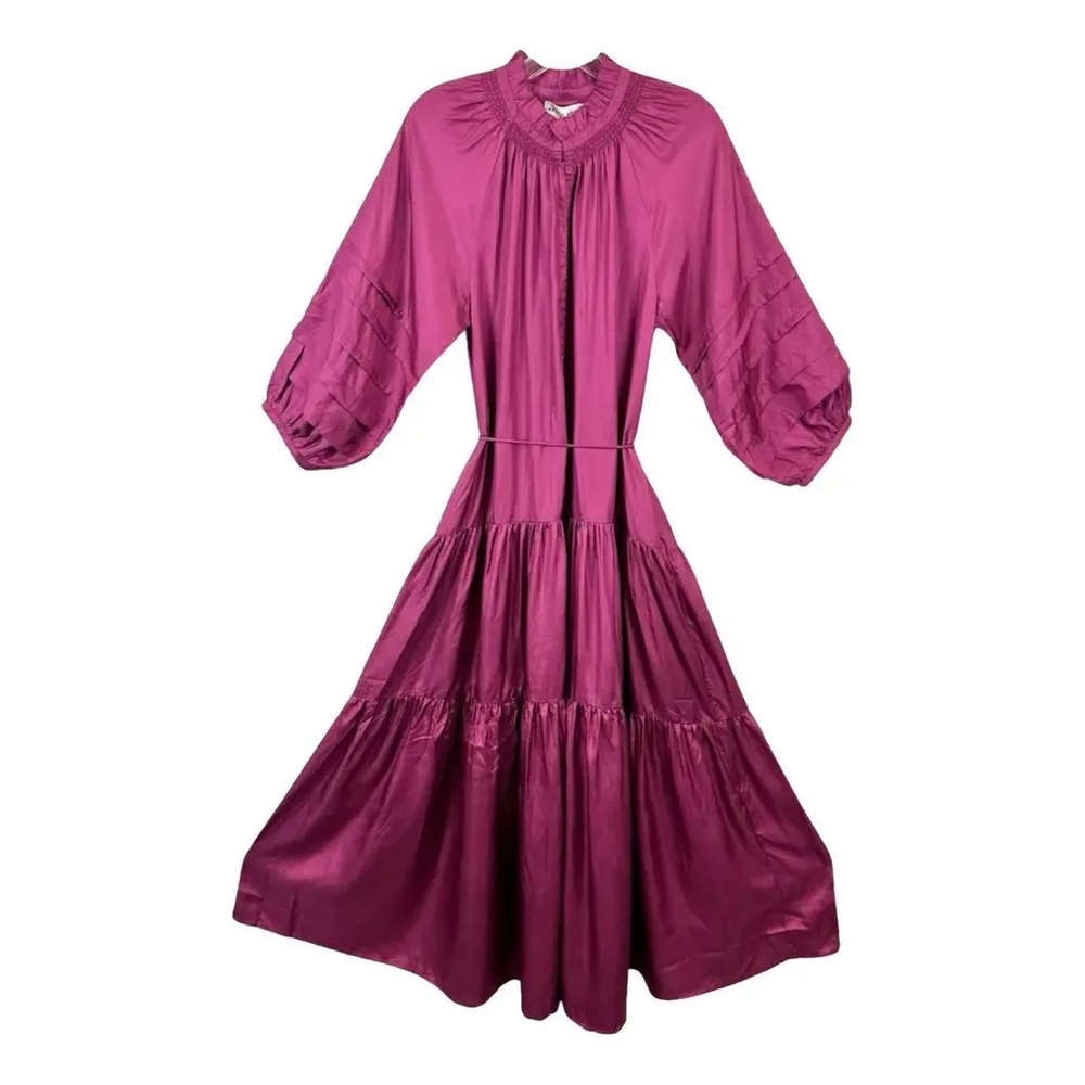 apiece apart pink purple silk trinidad maxi dress long sleeve confetti